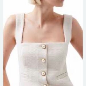 French Connection Cream Button-Front Square Neck Tank